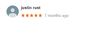 Justin Rust Google Review Screen Shot